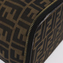 FENDI Zucca Canvas Vanity Hand Bag Black Brown Auth 208259-10