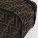 FENDI Zucca Canvas Vanity Hand Bag Black Brown Auth 208259-11