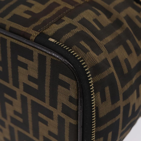 FENDI Zucca Canvas Vanity Hand Bag Black Brown Auth 208259