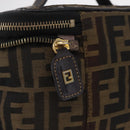 FENDI Zucca Canvas Vanity Hand Bag Black Brown Auth 208259-14