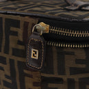 FENDI Zucca Canvas Vanity Hand Bag Black Brown Auth 208259-15
