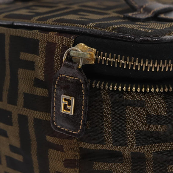 FENDI Zucca Canvas Vanity Hand Bag Black Brown Auth 208259
