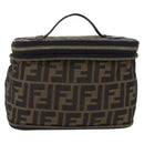 FENDI Zucca Canvas Vanity Hand Bag Black Brown Auth 208259-2