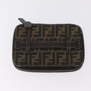 FENDI Zucca Canvas Vanity Hand Bag Black Brown Auth 208259-22
