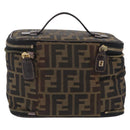 FENDI Zucca Canvas Vanity Hand Bag Black Brown Auth 208259-3