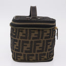 FENDI Zucca Canvas Vanity Hand Bag Black Brown Auth 208259-4