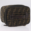 FENDI Zucca Canvas Vanity Hand Bag Black Brown Auth 208259-6
