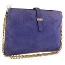 Salvatore Ferragamo Chain Shoulder Bag Suede Purple Gold Auth 208261A-1