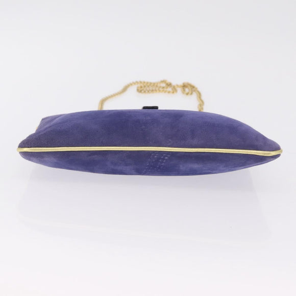 Salvatore Ferragamo Chain Shoulder Bag Suede Purple Gold Auth 208261A
