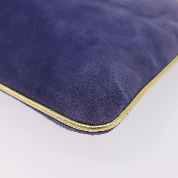 Salvatore Ferragamo Chain Shoulder Bag Suede Purple Gold Auth 208261A