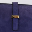 Salvatore Ferragamo Chain Shoulder Bag Suede Purple Gold Auth 208261A-15