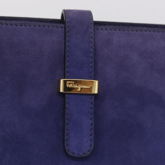 Salvatore Ferragamo Chain Shoulder Bag Suede Purple Gold Auth 208261A