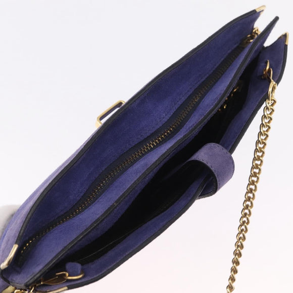 Salvatore Ferragamo Chain Shoulder Bag Suede Purple Gold Auth 208261A