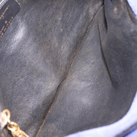 Salvatore Ferragamo Chain Shoulder Bag Suede Purple Gold Auth 208261A