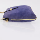 Salvatore Ferragamo Chain Shoulder Bag Suede Purple Gold Auth 208261A-6