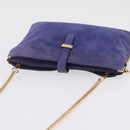 Salvatore Ferragamo Chain Shoulder Bag Suede Purple Gold Auth 208261A-7