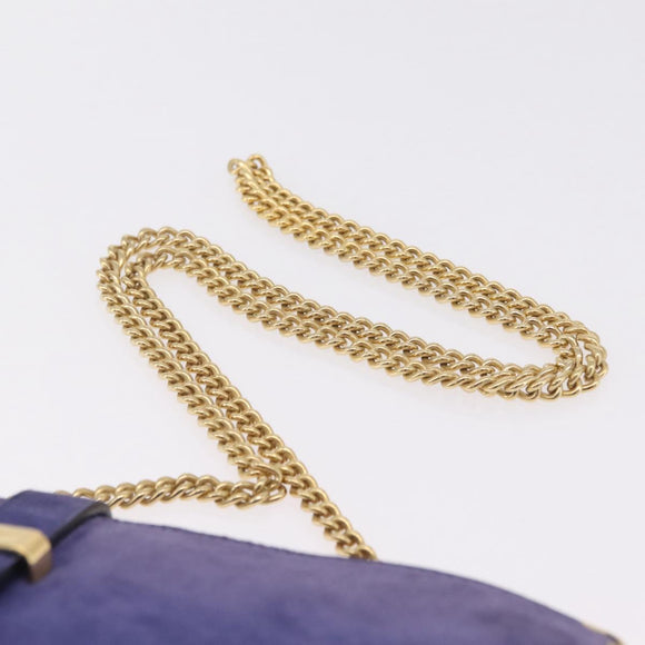 Salvatore Ferragamo Chain Shoulder Bag Suede Purple Gold Auth 208261A
