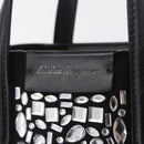 Salvatore Ferragamo Hand Bag Leather Black Silver Auth 208262A-14