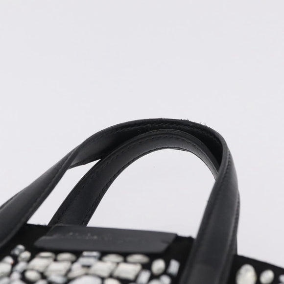 Salvatore Ferragamo Hand Bag Leather Black Silver Auth 208262A