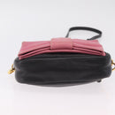 PRADA Ribbon Shoulder Bag Leather Black Pink Auth 208264A-11