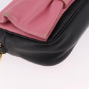 PRADA Ribbon Shoulder Bag Leather Black Pink Auth 208264A-12