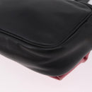 PRADA Ribbon Shoulder Bag Leather Black Pink Auth 208264A-15