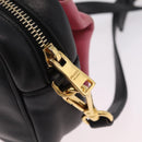 PRADA Ribbon Shoulder Bag Leather Black Pink Auth 208264A-16
