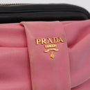 PRADA Ribbon Shoulder Bag Leather Black Pink Auth 208264A-17