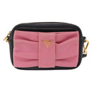 PRADA Ribbon Shoulder Bag Leather Black Pink Auth 208264A-2