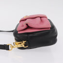 PRADA Ribbon Shoulder Bag Leather Black Pink Auth 208264A-5