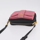 PRADA Ribbon Shoulder Bag Leather Black Pink Auth 208264A-6