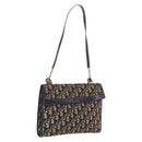 Christian Dior Trotter Canvas Shoulder Bag Navy Gold Auth 208265-1