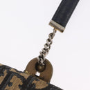 Christian Dior Trotter Canvas Shoulder Bag Navy Gold Auth 208265-10