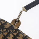 Christian Dior Trotter Canvas Shoulder Bag Navy Gold Auth 208265-11