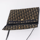 Christian Dior Trotter Canvas Shoulder Bag Navy Gold Auth 208265-17