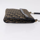 Christian Dior Trotter Canvas Shoulder Bag Navy Gold Auth 208265-4