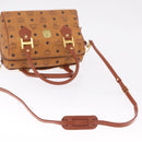 MCM Logogram Vicetos Boston Bag PVC Leather 2way Brown Gold Auth 208266A-10