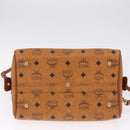 MCM Logogram Vicetos Boston Bag PVC Leather 2way Brown Gold Auth 208266A-14