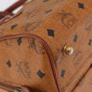 MCM Logogram Vicetos Boston Bag PVC Leather 2way Brown Gold Auth 208266A-15
