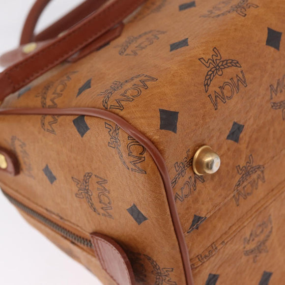 MCM Logogram Vicetos Boston Bag PVC Leather 2way Brown Gold Auth 208266A
