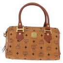 MCM Logogram Vicetos Boston Bag PVC Leather 2way Brown Gold Auth 208266A-2