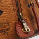 MCM Logogram Vicetos Boston Bag PVC Leather 2way Brown Gold Auth 208266A-21