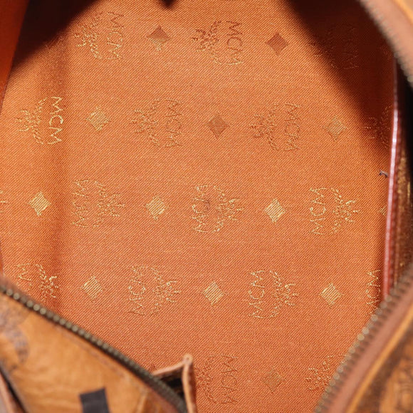 MCM Logogram Vicetos Boston Bag PVC Leather 2way Brown Gold Auth 208266A