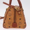 MCM Logogram Vicetos Boston Bag PVC Leather 2way Brown Gold Auth 208266A-4