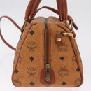 MCM Logogram Vicetos Boston Bag PVC Leather 2way Brown Gold Auth 208266A-5