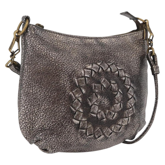 Bottega Veneta INTRECCIATO Shoulder Bag Leather Silver 196484 Auth 208268A