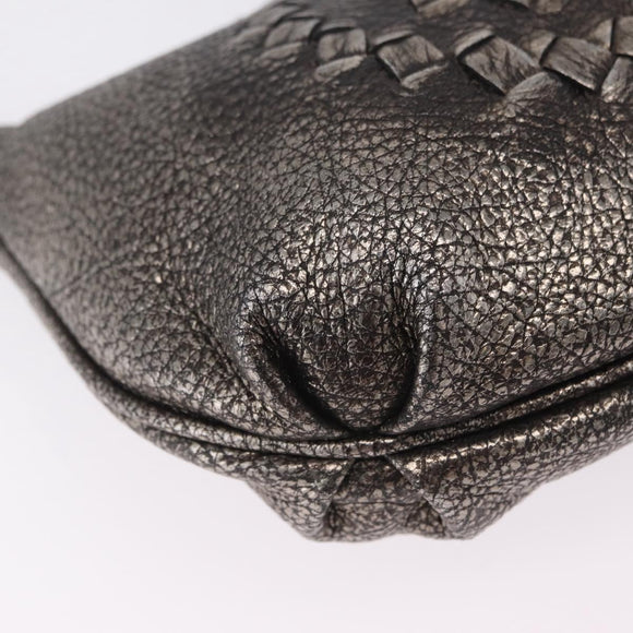 Bottega Veneta INTRECCIATO Shoulder Bag Leather Silver 196484 Auth 208268A