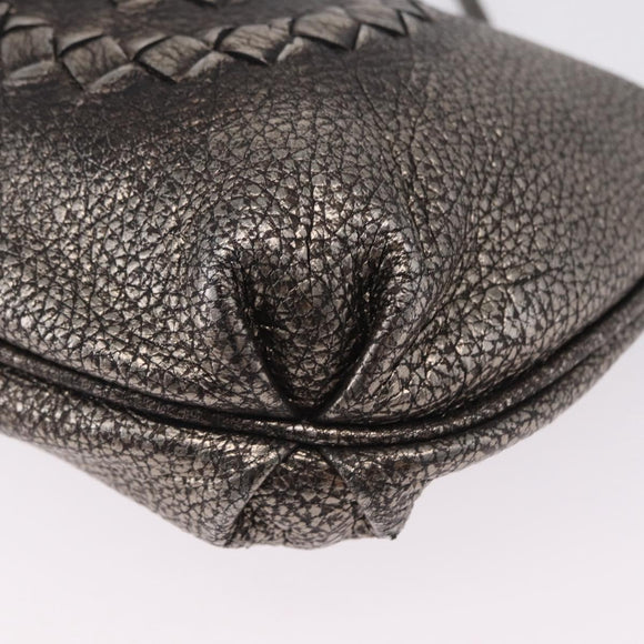 Bottega Veneta INTRECCIATO Shoulder Bag Leather Silver 196484 Auth 208268A
