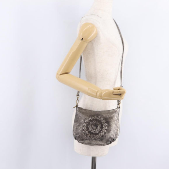 Bottega Veneta INTRECCIATO Shoulder Bag Leather Silver 196484 Auth 208268A