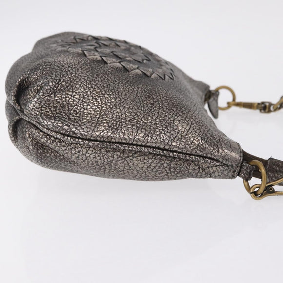 Bottega Veneta INTRECCIATO Shoulder Bag Leather Silver 196484 Auth 208268A